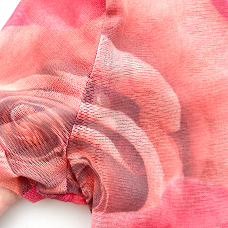 BEBE rose printed sheer tops