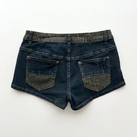 leopard vis denim short pants