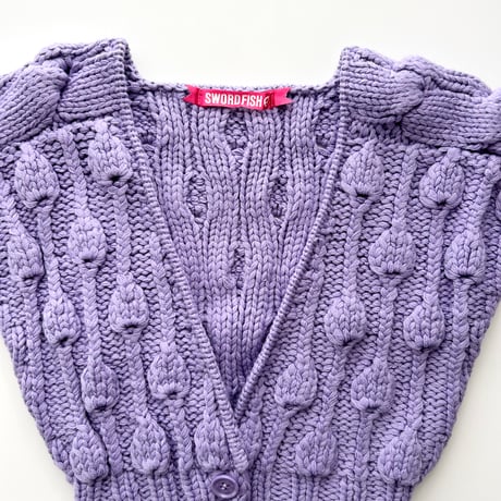 purple cable knit cropped cardigan