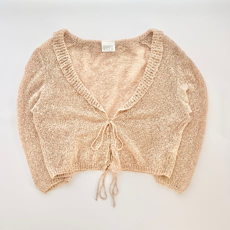 crochet pale orenge ribbon cardigan