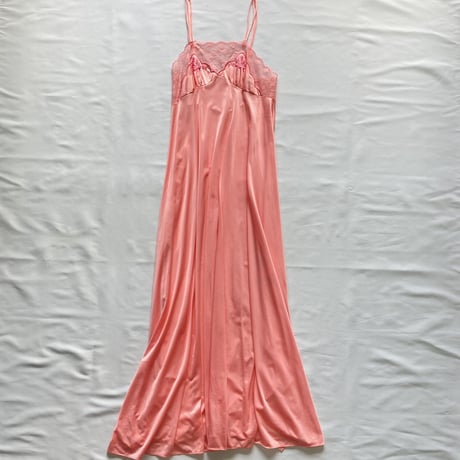 made in USA / vintage satin long one-piece