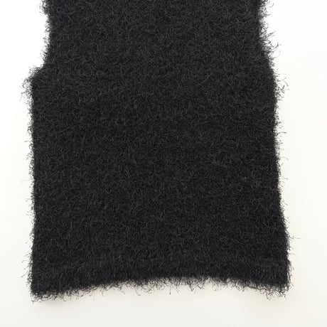 black high neck shaggy knit vest