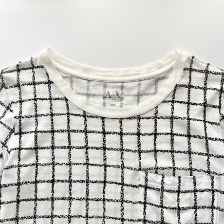 ARMANI white×black plaid T-shirt