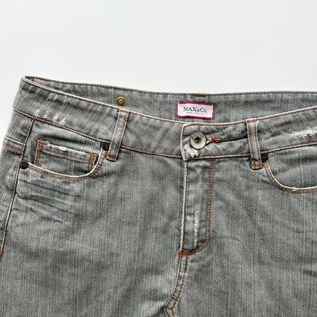 gray denim back designed mini skirt