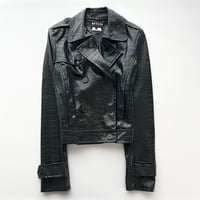 MORGAN black python enamel leather jacket