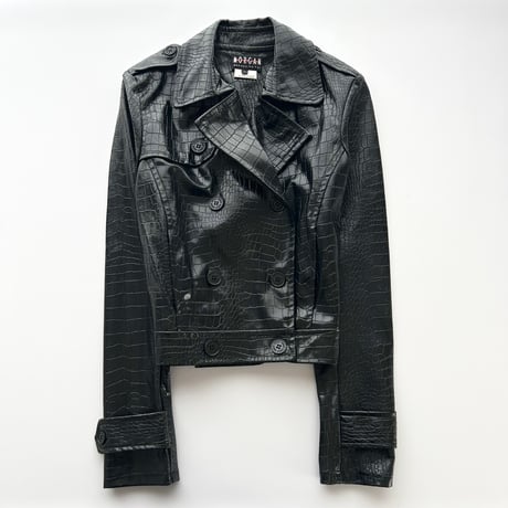 MORGAN black python enamel leather jacket