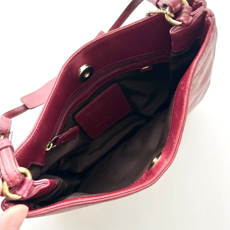 coach red leather shoulder bag