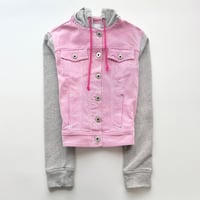 MOSCHINO pink denim lame hoodie jacket