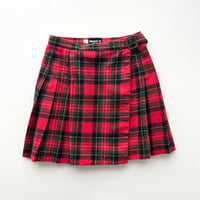 MORGAN red plaid wrapped pleats skirt