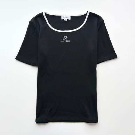 courreges black×white heart rib T-shirts