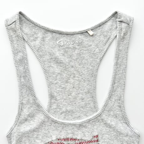 GUESS gray rhinestone logo rib tank top