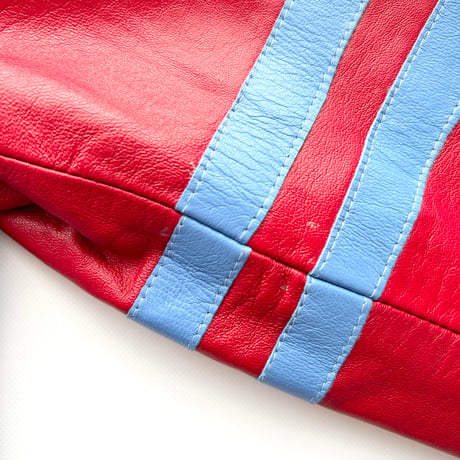 made in Italy / red×blue real leather blouson