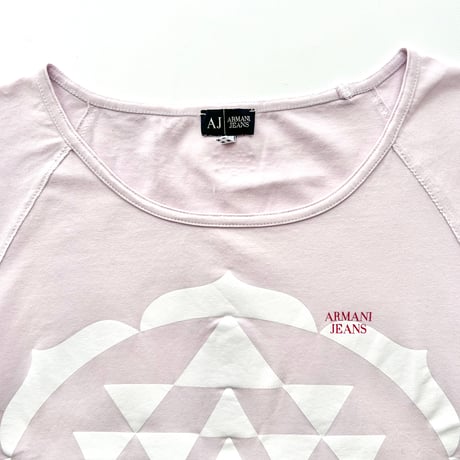 ARMANI pink×white printed T-shirts