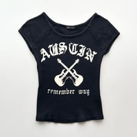 black×white printed rib T-shirts
