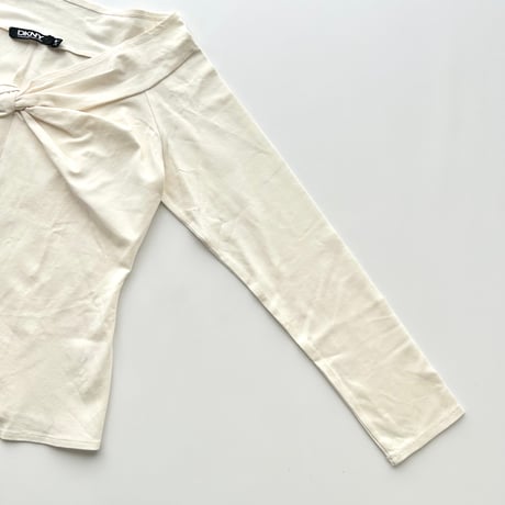 DKNY ivory twist off shoulder tops