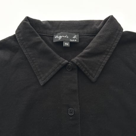 agnes b. black cotton polo shirt