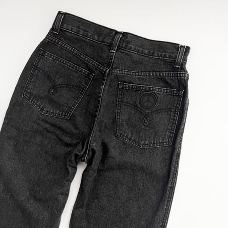 MOSCHINO back embroidery black denim pants