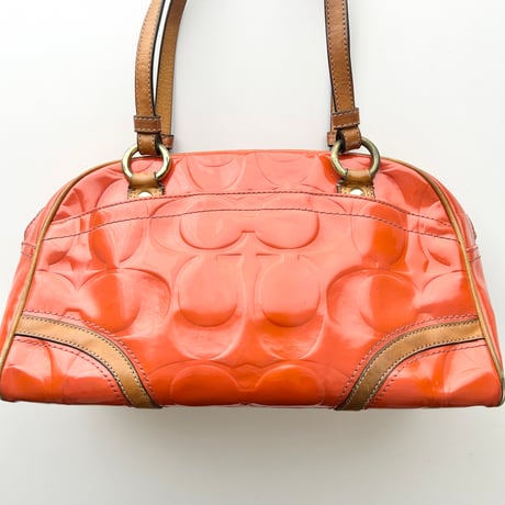 coach orange enamel leather shoulder bag