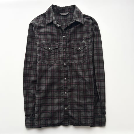 DIESEL black×red plaid cotton shirt