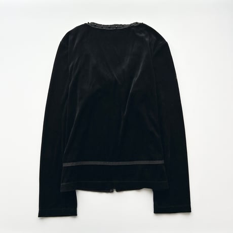 courreges black velour bolero cardigan