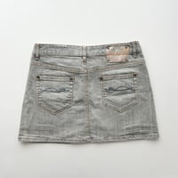 gray denim back designed mini skirt