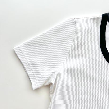 courreges white×black piping logo T-shirts
