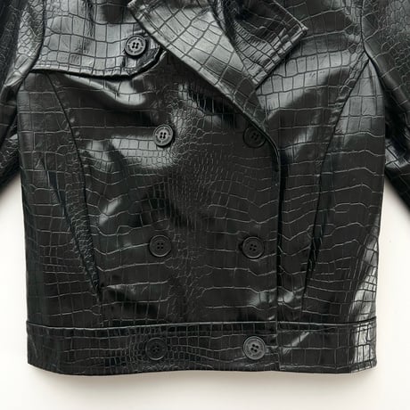 MORGAN black python enamel leather jacket