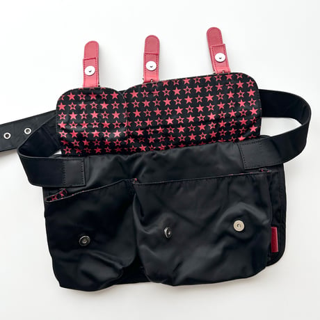 navy×red waist belt bag