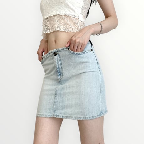 VERSACE light blue denim mini skirt