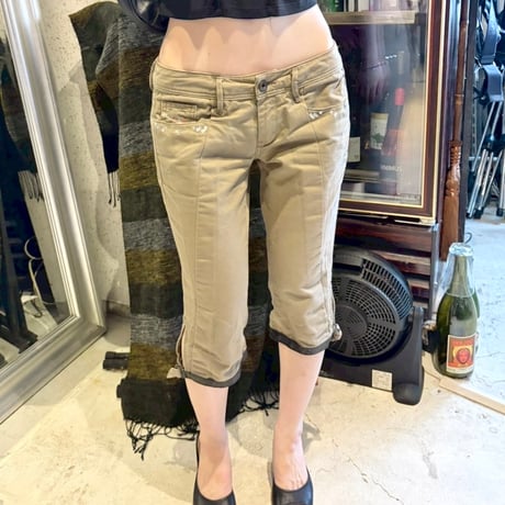 DIESEL khaki sequins low-rise capri pants