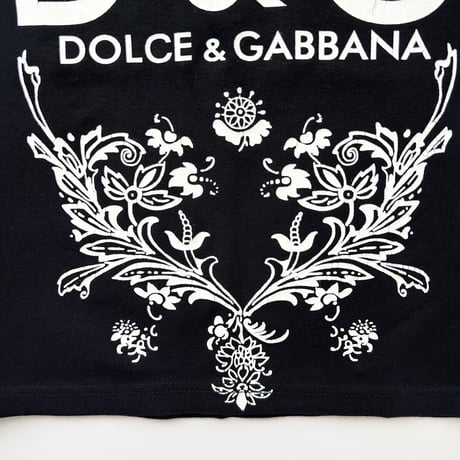 D&G black×white logo printed v neck tank top