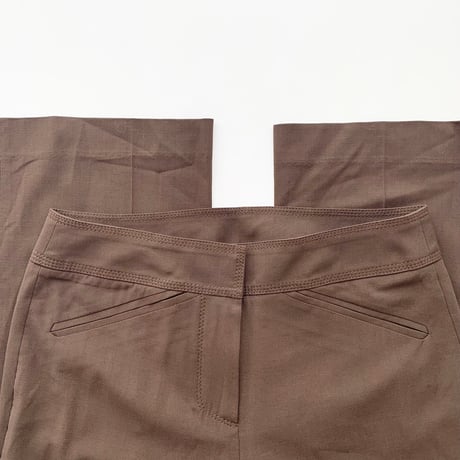 brown stitch designed straight pants