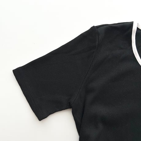 courreges black×white heart rib T-shirts
