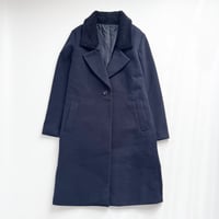 navy neck boa long coat