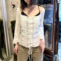white lace up shirt