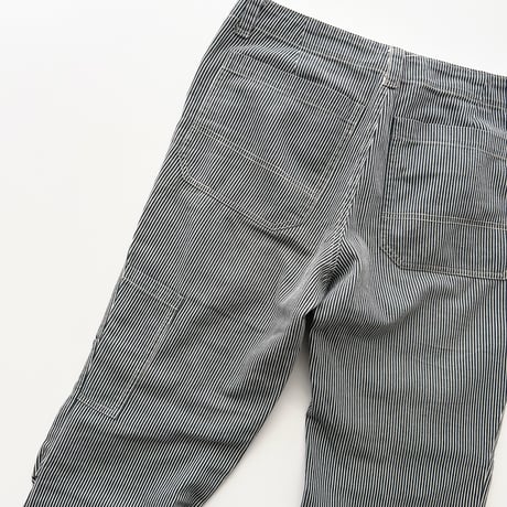 navy pinstriped zip cargo pants
