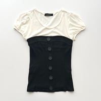 tube top layered puff sleeve T-shirts