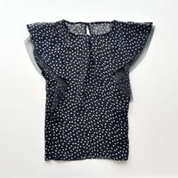 navy dot tulle chiffon tops