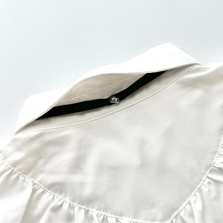 white black ribbon frill blouse shirt