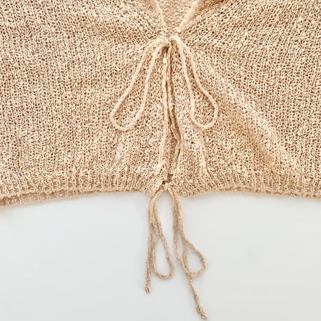 crochet pale orenge ribbon cardigan