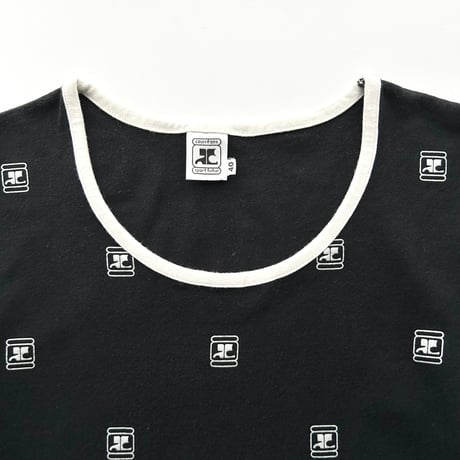 courreges black logo printed T-shirts
