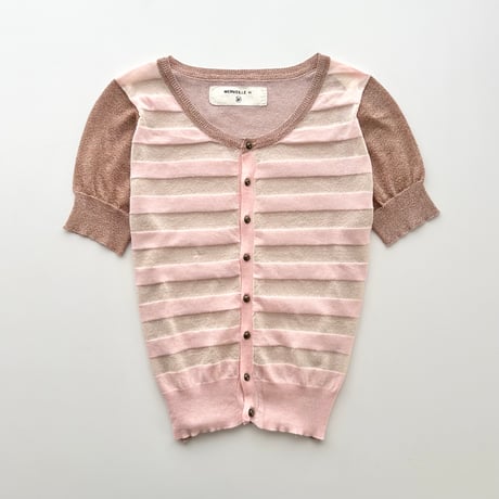 pink lame striped sheer cardigan