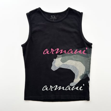 ARMANI black logo cheetah shape printed tank top