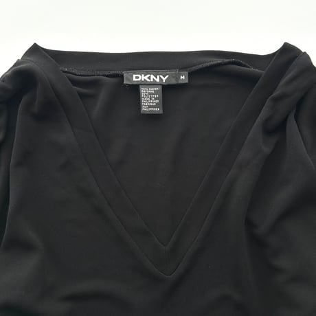 DKNY black drape v neck tops