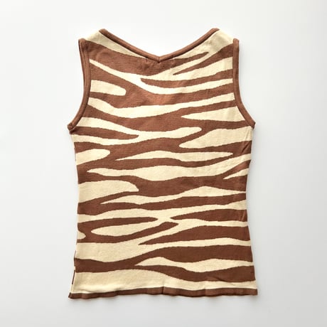 brown zebra v neck tops