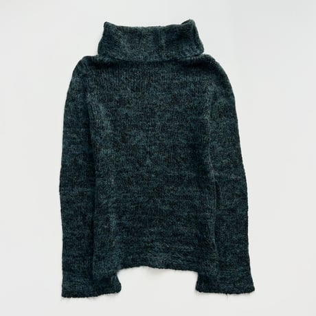 green mix color high neck tunic knit