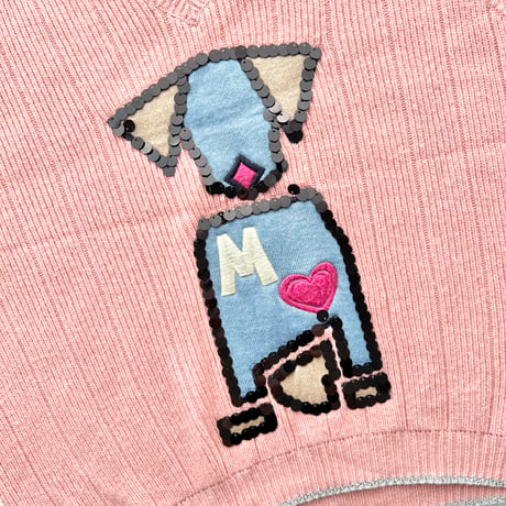 pink dog designed knit vest
