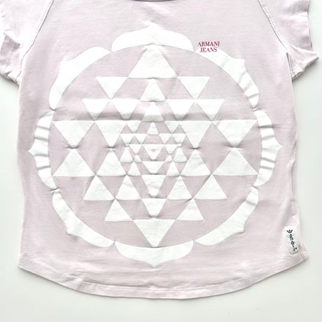 ARMANI pink×white printed T-shirts
