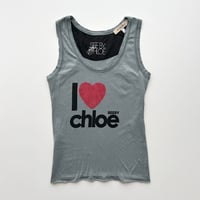 Chloe blue gray logo printed tank top