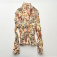 flower printed gather sheer shirt
